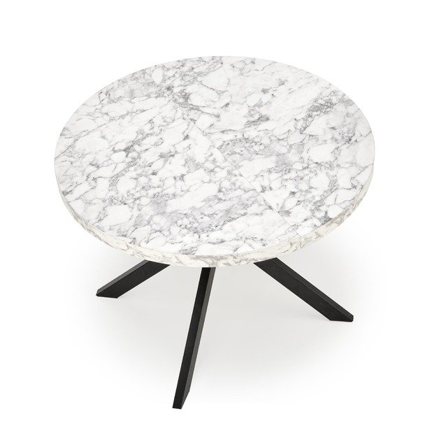 PERONI extension table, white marble / black 19