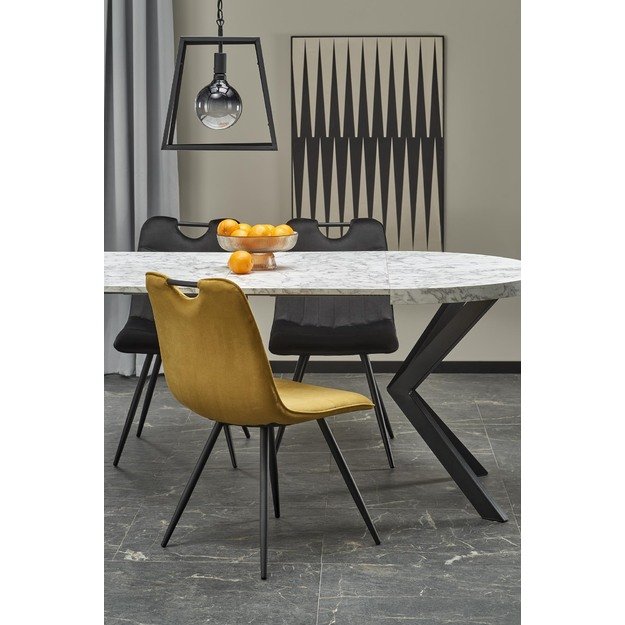 PERONI extension table, white marble / black 13