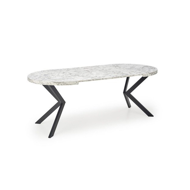 PERONI extension table, white marble / black 27