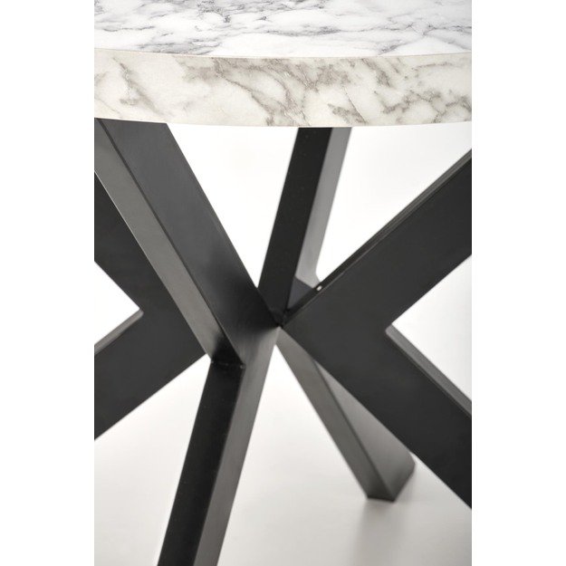 PERONI extension table, white marble / black 20