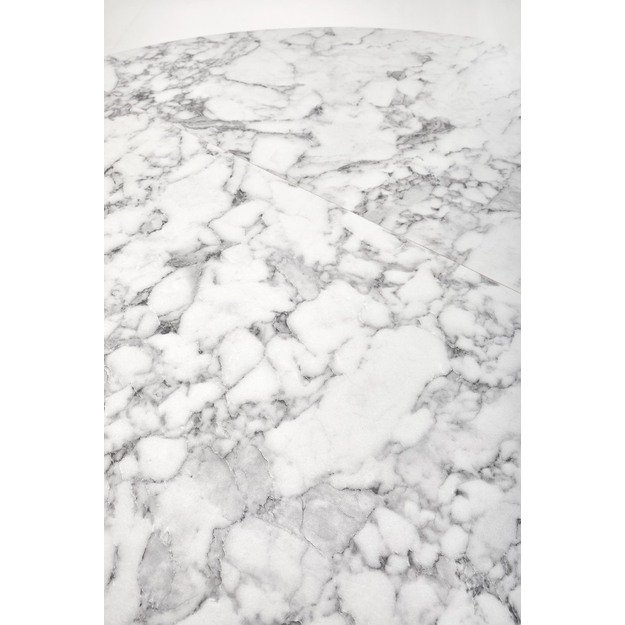 PERONI extension table, white marble / black 2