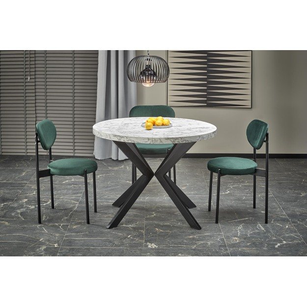 PERONI extension table, white marble / black 16