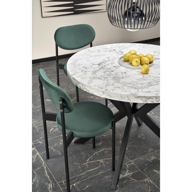 PERONI extension table, white marble / black 17