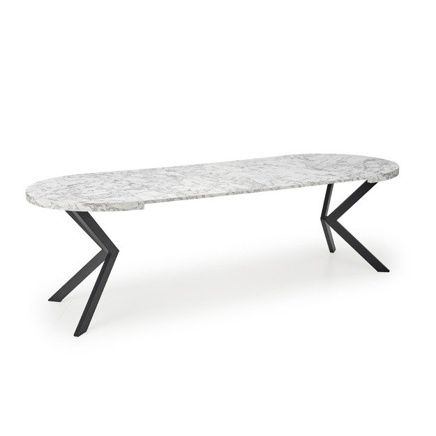 PERONI extension table, white marble / black 9
