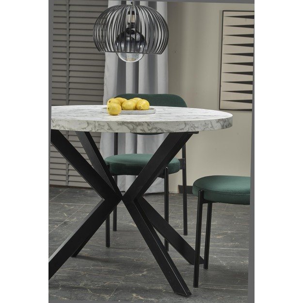 PERONI extension table, white marble / black 37