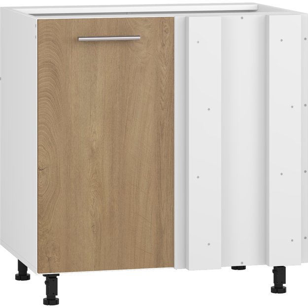 VENTO DN-100/82 corner lower cabinet, color: white / honey oak