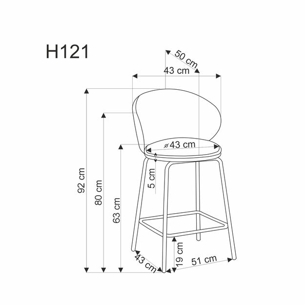 H121 bar stool, grey 2