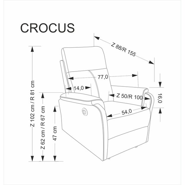 CROCUS electric recliner, grey 5