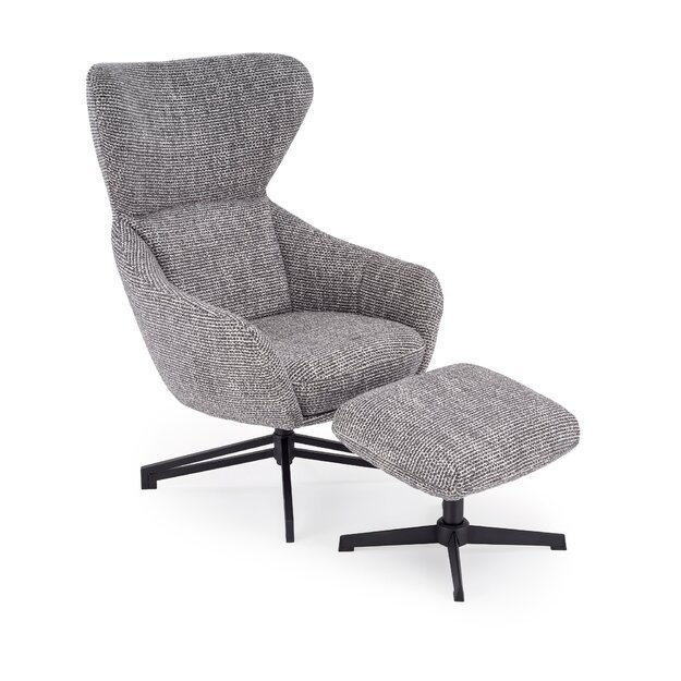 FREDY leisure chair, with stool, grey
