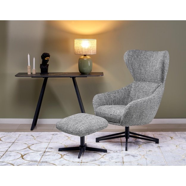 FREDY leisure chair, with stool, grey