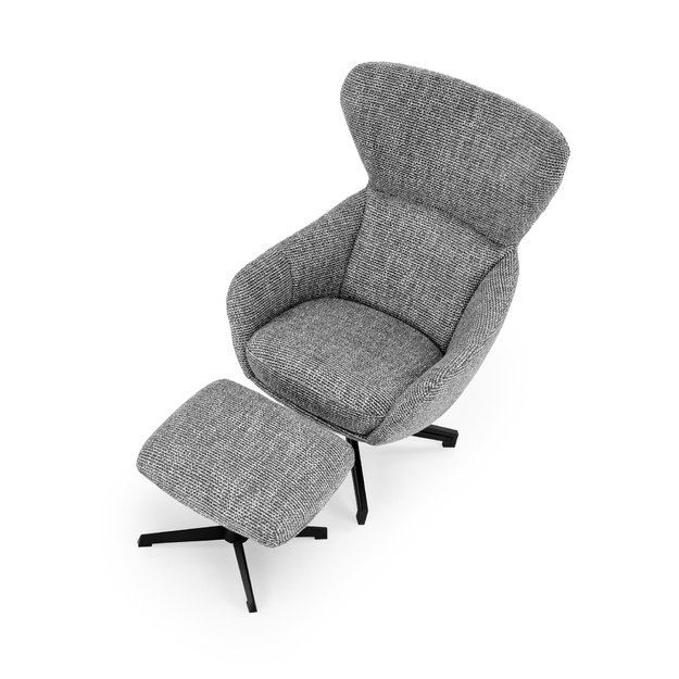 FREDY leisure chair, with stool, grey