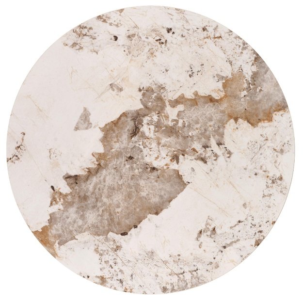 ARANI round table, beige marble / walnut