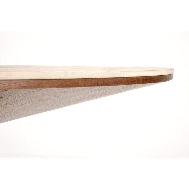 ARANI round table, beige marble / walnut