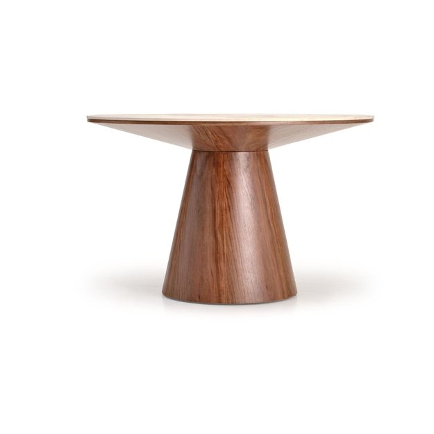 ARANI round table, beige marble / walnut