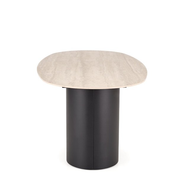 JULIUS oval table, light travertine / black