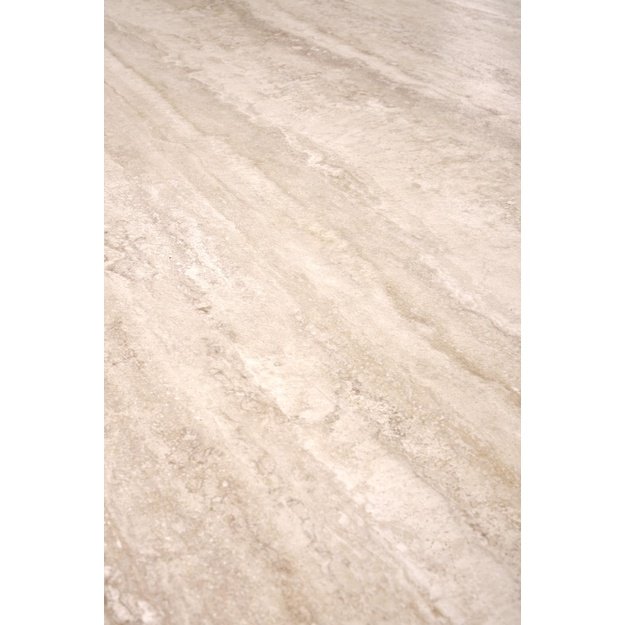 JULIUS oval table, light travertine / black