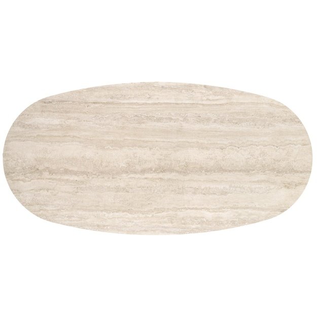 JULIUS oval table, light travertine / black