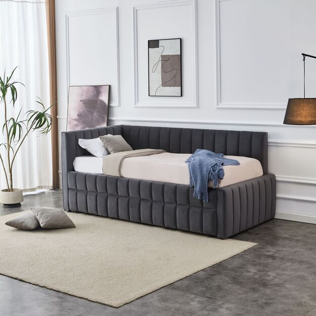 DERBY double bed with pull-out bottom mattress space, grey 3