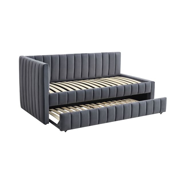 DERBY double bed with pull-out bottom mattress space, grey 5