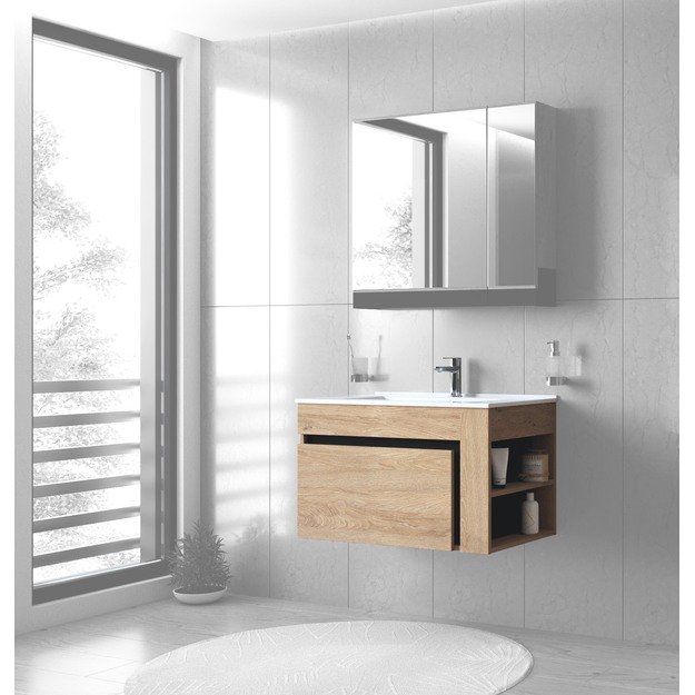 sink cabinet, DUESA SU-80, gold oak / black