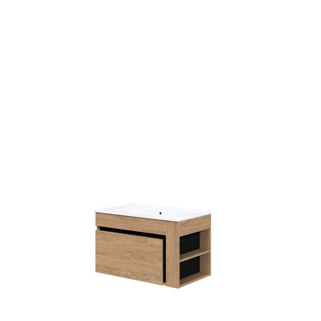 sink cabinet, DUESA SU-80, gold oak / black 1
