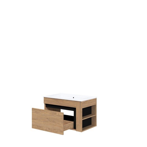 sink cabinet, DUESA SU-80, gold oak / black 2
