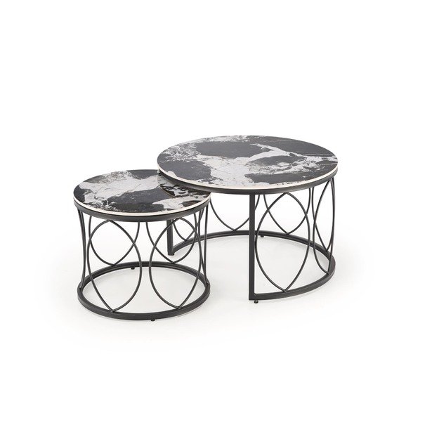 ALEXANDRA   set of two coffee tables, black marble / black