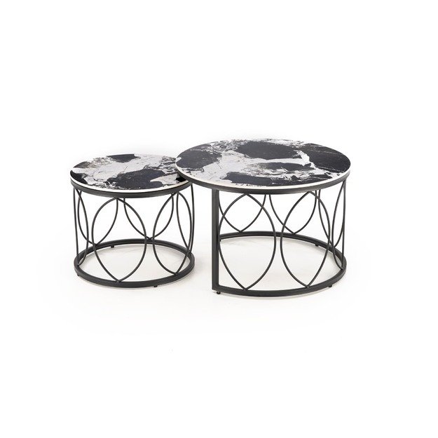 ALEXANDRA   set of two coffee tables, black marble / black 3