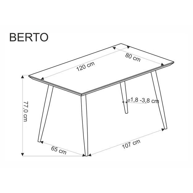 BERTO table natural / black 16