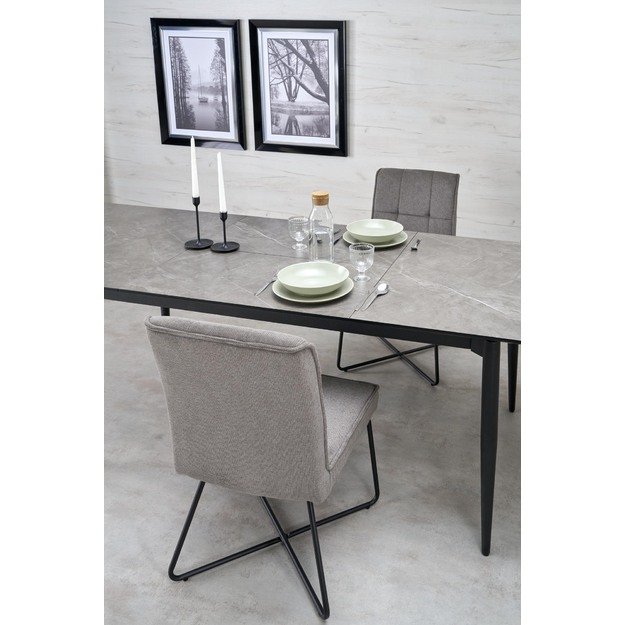 CHARLES table grey marble / black