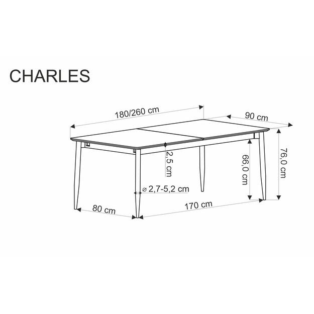 CHARLES table grey marble / black