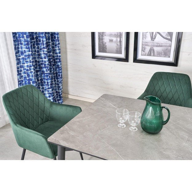 CHARLES table grey marble / black