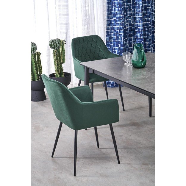 CHARLES table grey marble / black