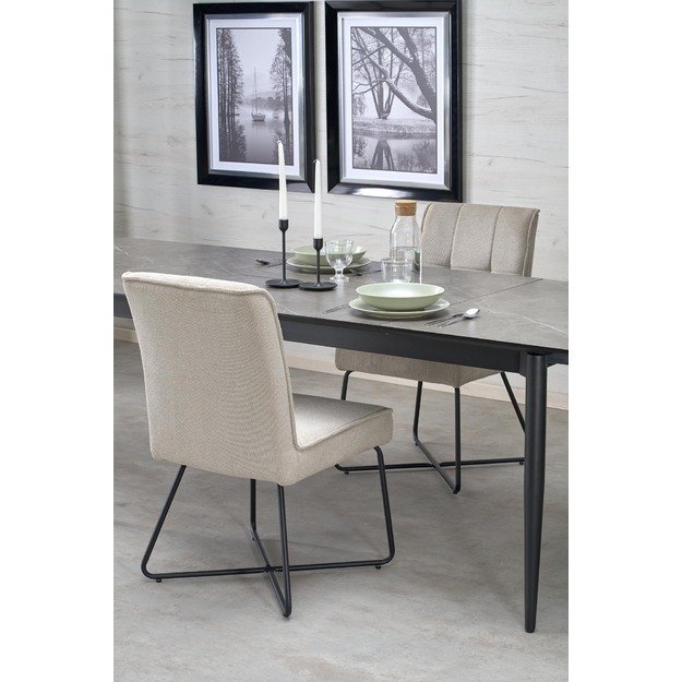 CHARLES table grey marble / black