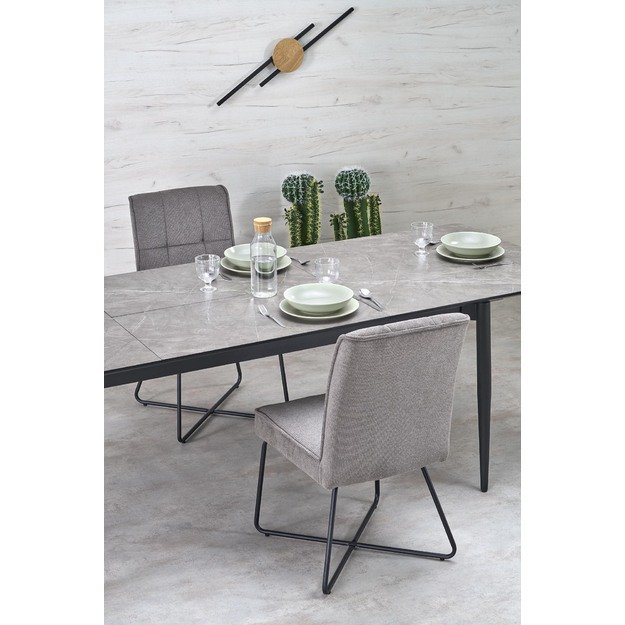 CHARLES table grey marble / black