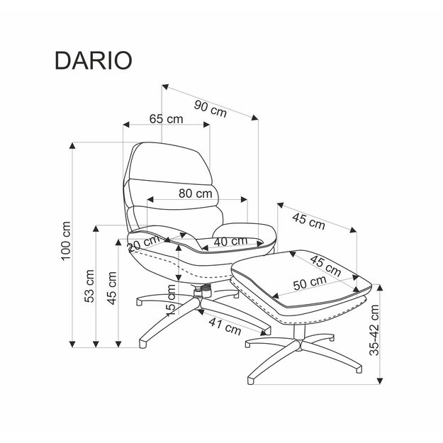 DARIO leisure chair, with stool, beige 10