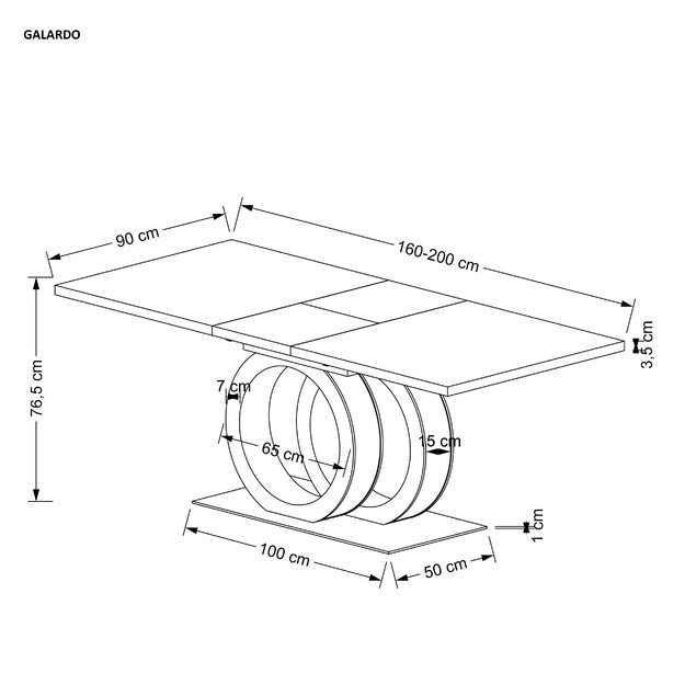 GALARDO extension table, white / gold 22