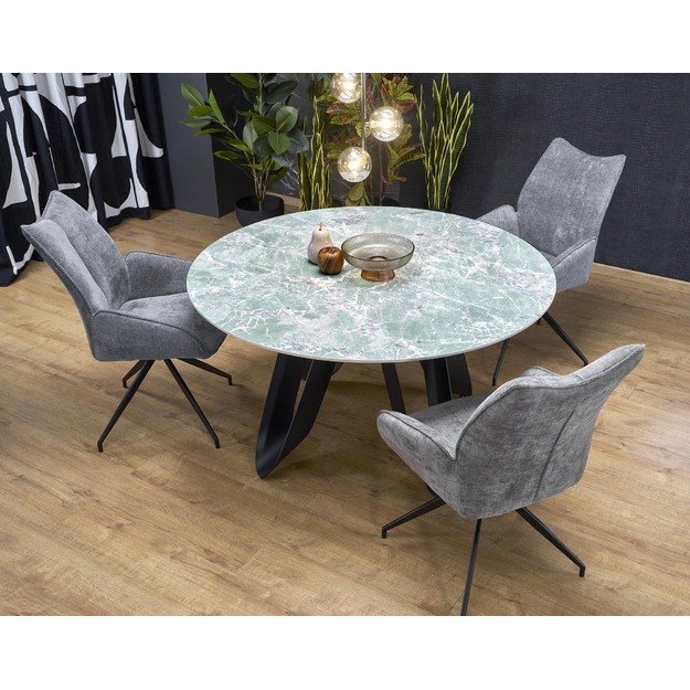 GIOVANI round table, green marble / black 8