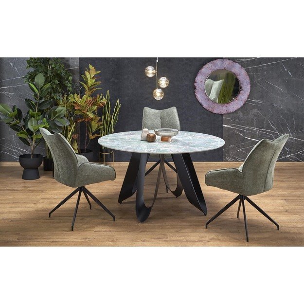 GIOVANI round table, green marble / black 17