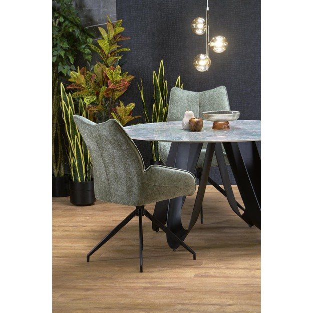 GIOVANI round table, green marble / black 18