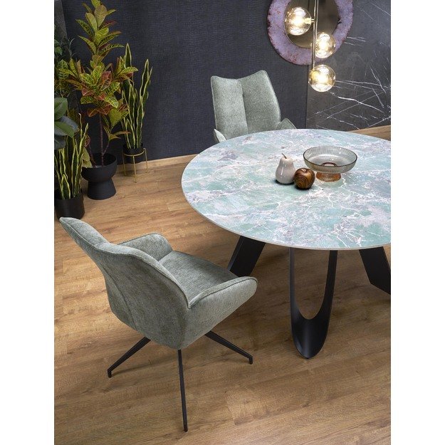 GIOVANI round table, green marble / black 19