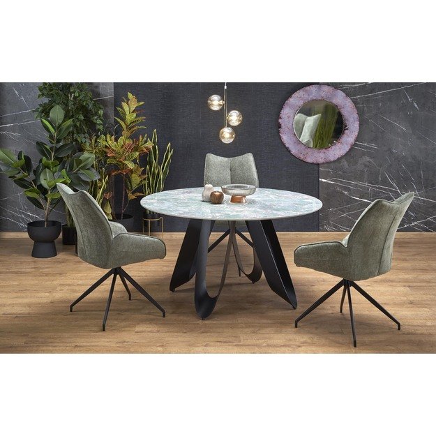 GIOVANI round table, green marble / black 5