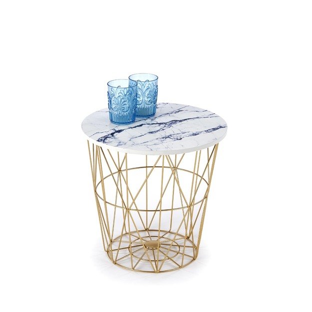 HARISSA_G coffee table, gold / white marble