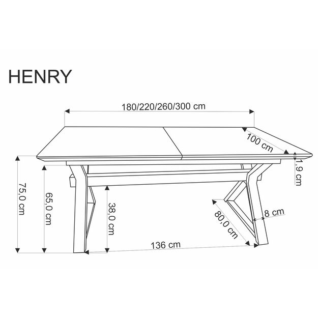 HENRY table, natural / black 12
