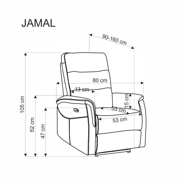 JAMAL recliner, color: grey 5