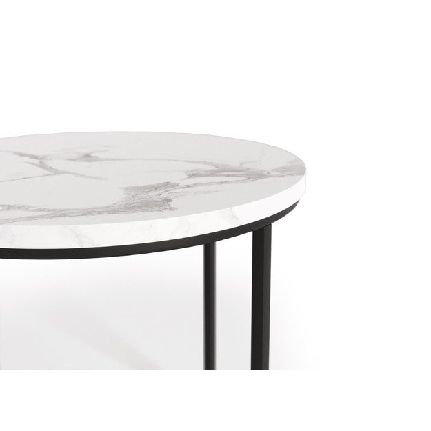 OREO set of two c. tables - white marble / black 12