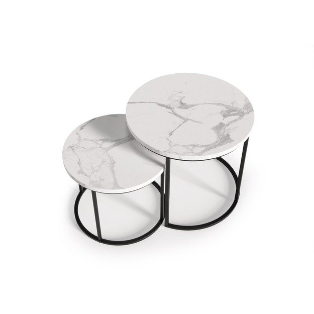 OREO set of two c. tables - white marble / black 9
