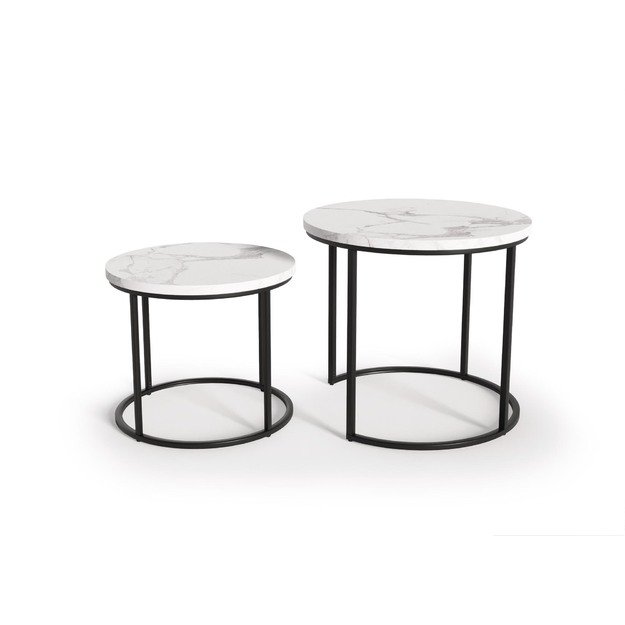 OREO set of two c. tables - white marble / black 5