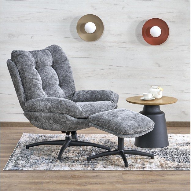 PESTO armchair with ottoman / rocking function, color: grey 5