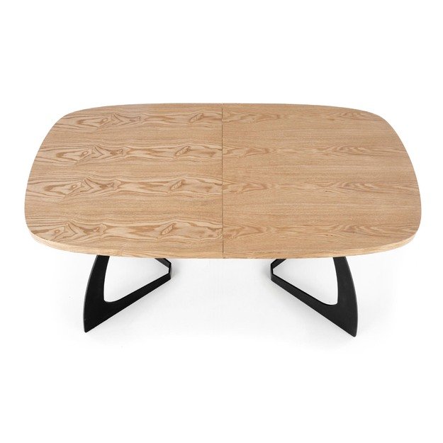 VELDON extension table, color: top - natural oak, legs - black 12